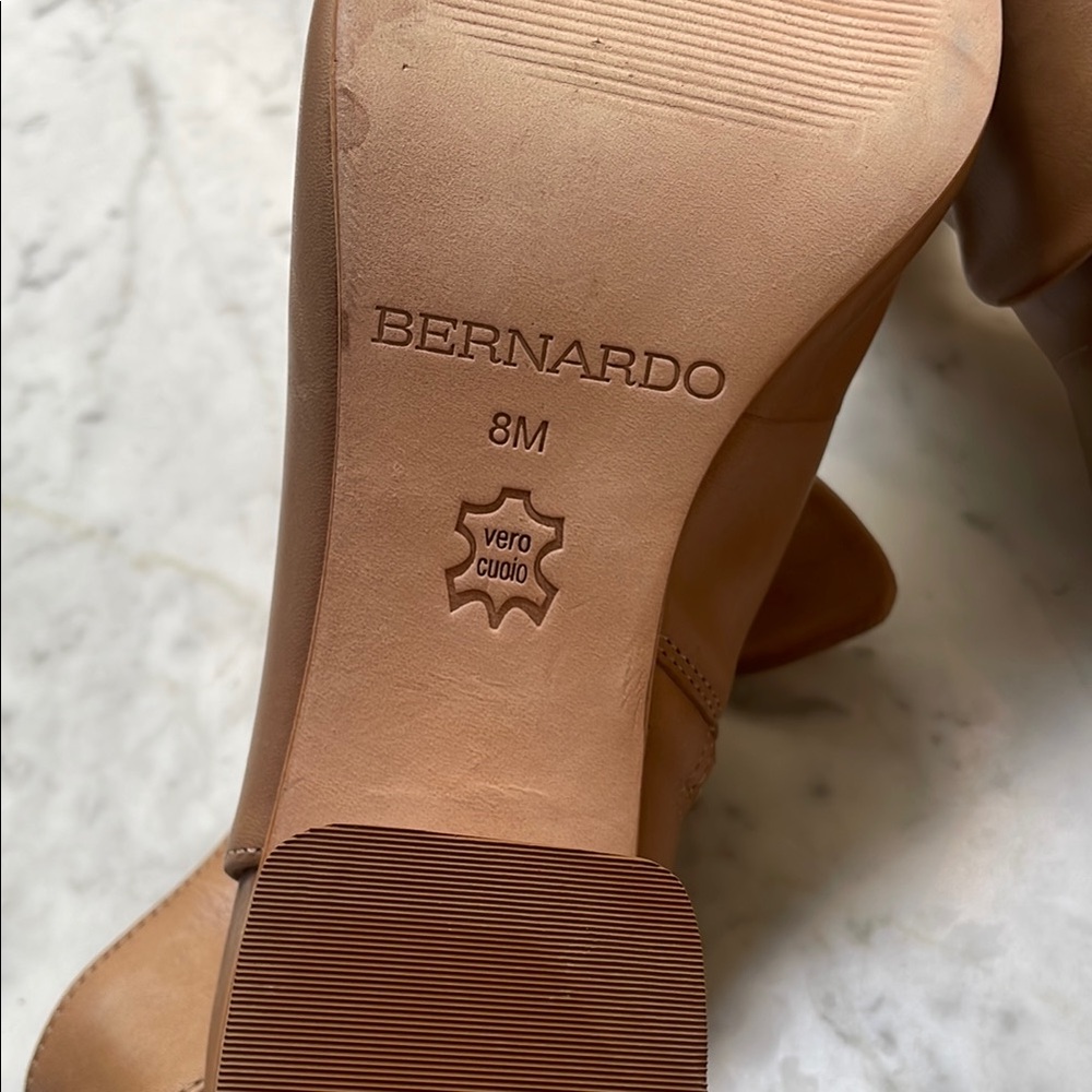 Bernardo Tan Heeled Boots with Genuine Leather Sole